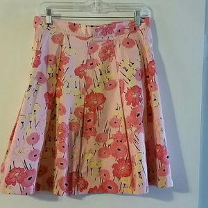 Apostrophe peach floral skirt soft pleats sz 12 P